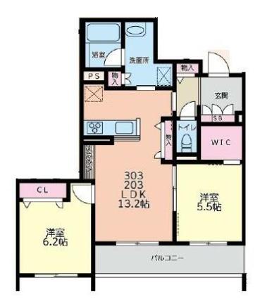 ベル シエロ日吉(2LDK/2階)の間取り写真