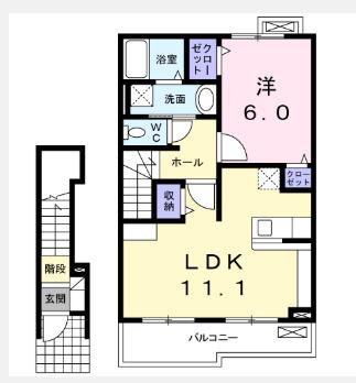 サイサリス(1LDK/2階)の間取り写真