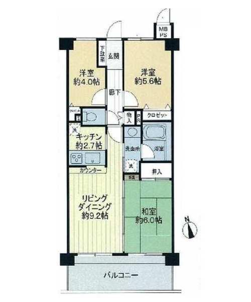 ライオンズマンション川口飯塚第3(3LDK/2階)の間取り写真