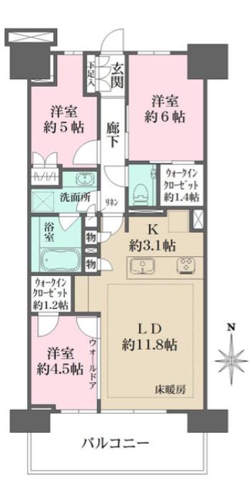 猿江恩賜公園レジデンス(3LDK/9階)の間取り写真