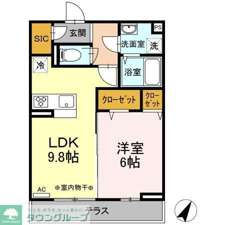 クロシェット(1LDK/1階)の間取り写真