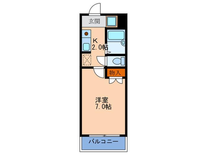 ハイツジャルディーノ(1K/7階)の間取り写真