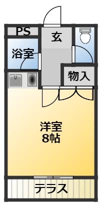 T-コーポ(ワンルーム/2階)の間取り写真