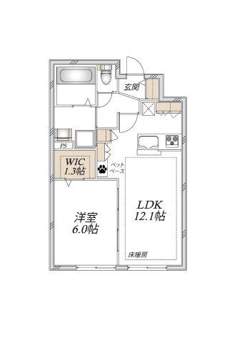 ヘーベルトール津田沼(1LDK/1階)の間取り写真