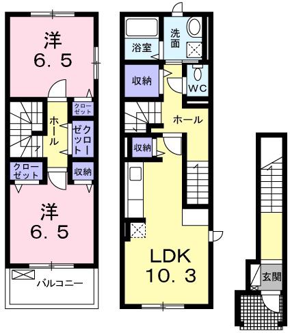 リヴェール コートII(2LDK/2階)の間取り写真