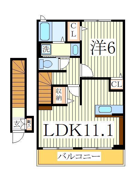 レジデンス亀甲台(1LDK/2階)の間取り写真