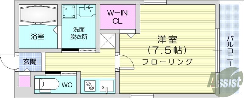 SAKURA HILLS Ⅰ(1K/1階)の間取り写真
