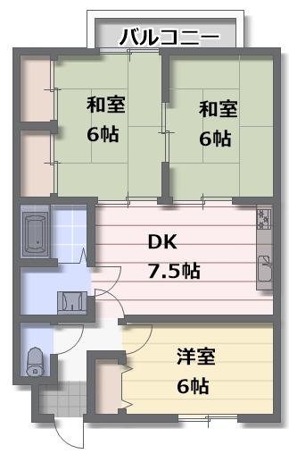 ベルハウス自由が丘I(3DK/1階)の間取り写真