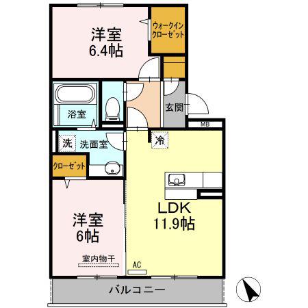 ＪＲ日豊本線 佐伯駅 徒歩41分 3階建 築10年(2LDK/2階)の間取り写真