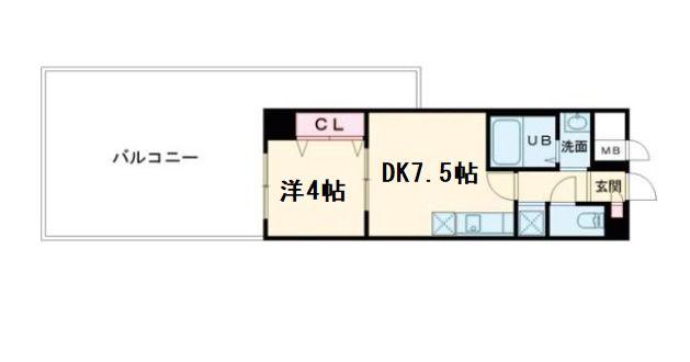 KSスクエア岸和田北町(1DK/3階)の間取り写真