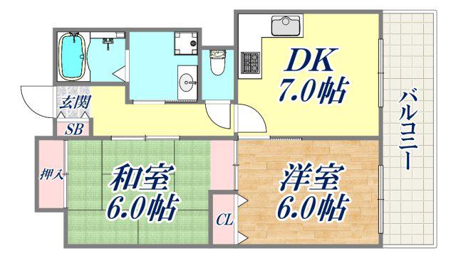 コスタレイ神戸三宮(2DK/9階)の間取り写真