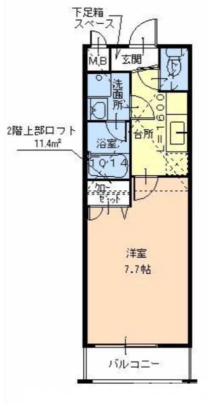フジパレス初芝駅南1番館(1K/2階)の間取り写真