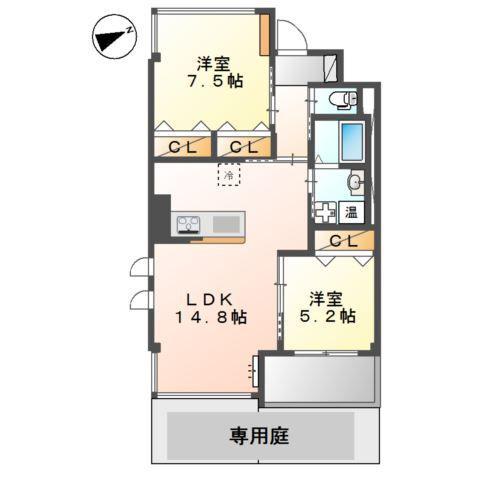 クライスⅡ(2LDK/1階)の間取り写真