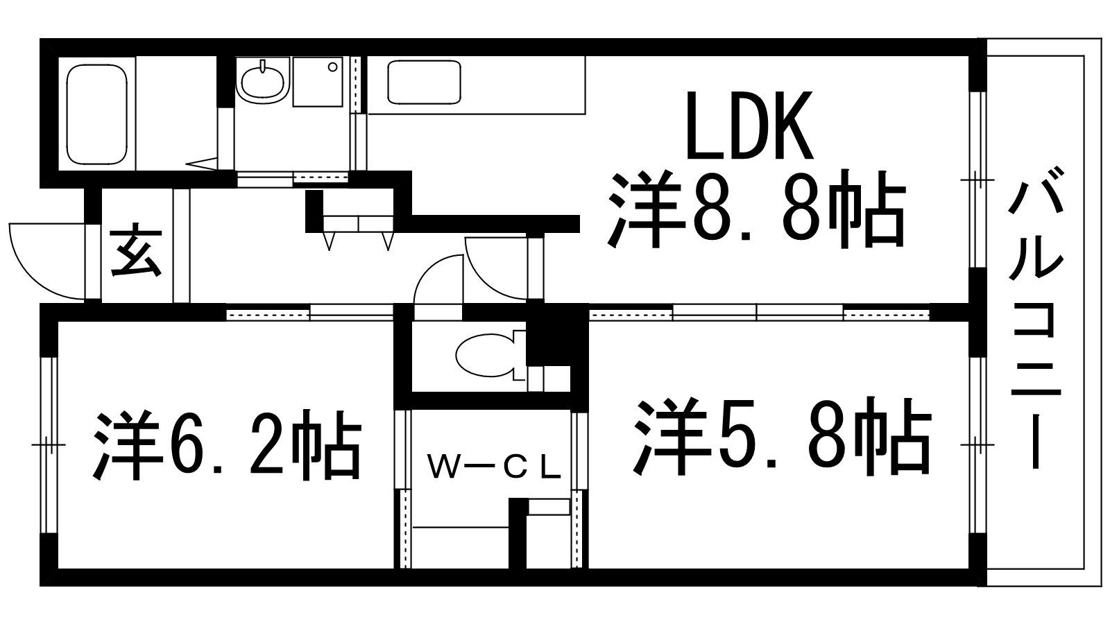 アルビス緑丘-110(2LDK/2階)の間取り写真