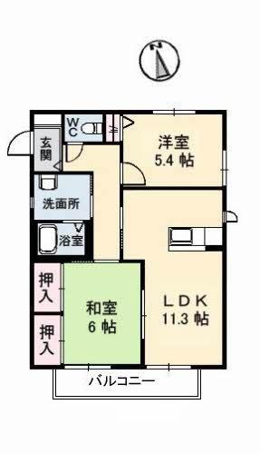 シャーメゾン ペリート(2LDK/2階)の間取り写真