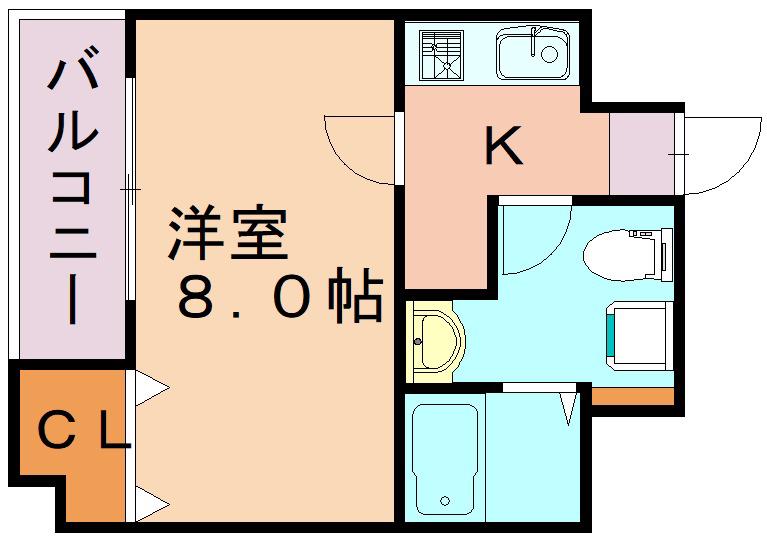 アイセレブ大博通(1K/14階)の間取り写真