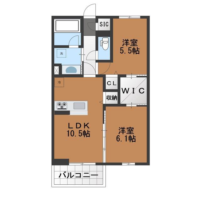 GARDEN蔵(2LDK/2階)の間取り写真