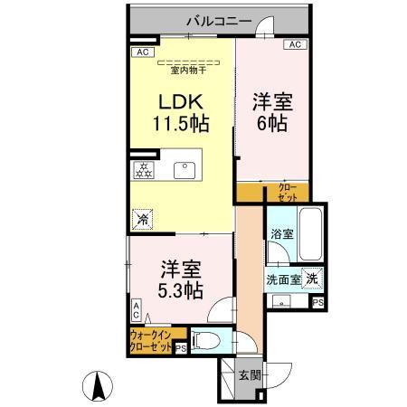 グランドゥール・ショコラ(2LDK/3階)の間取り写真