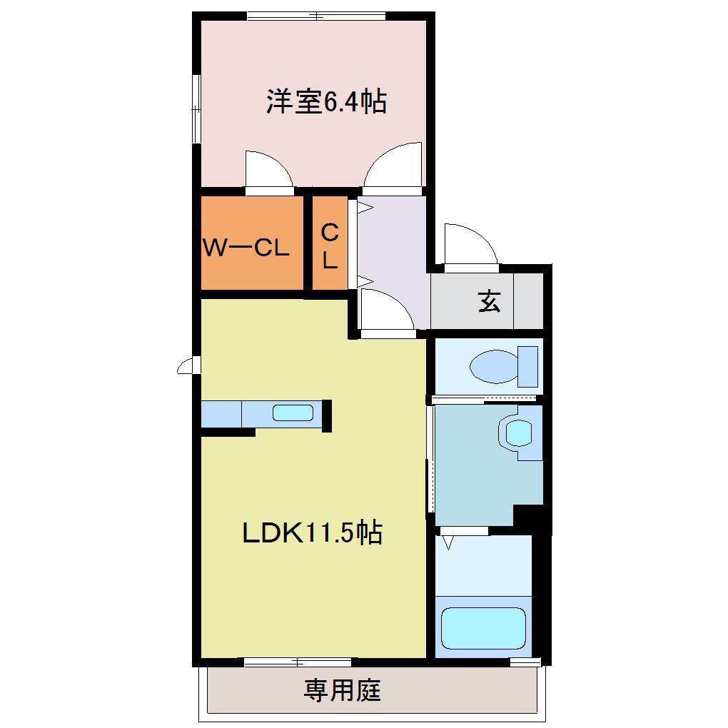 ソラーレM(1LDK/1階)の間取り写真