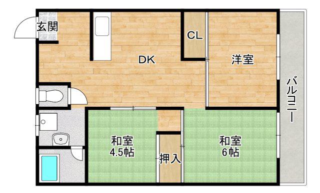高塚増田マンション(3DK/1階)の間取り写真