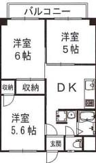 出浦コーポII(3DK/1階)の間取り写真