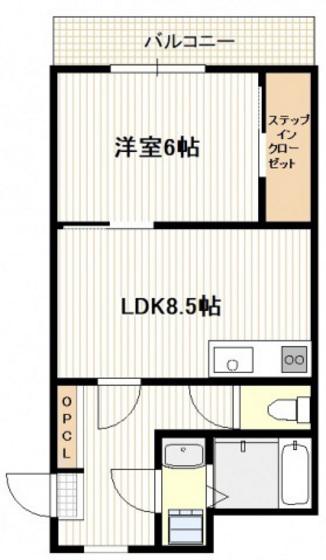ドフラミンゴ(1LDK/2階)の間取り写真