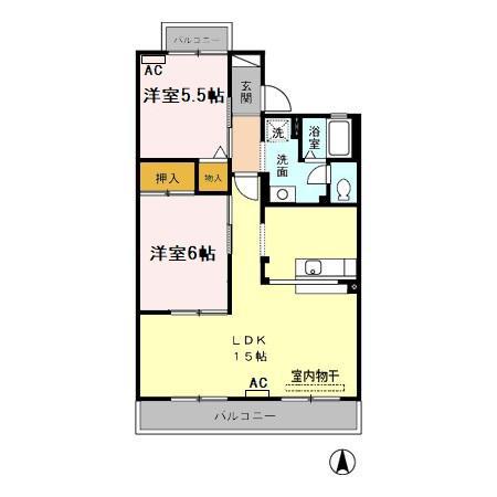 グランディールHAYASHI(2LDK/1階)の間取り写真