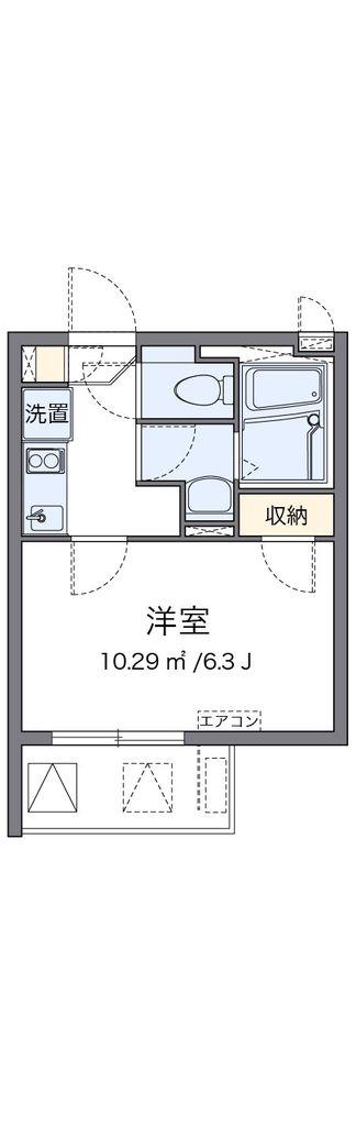 レオネクストアビタシオン N(1K/2階)の間取り写真