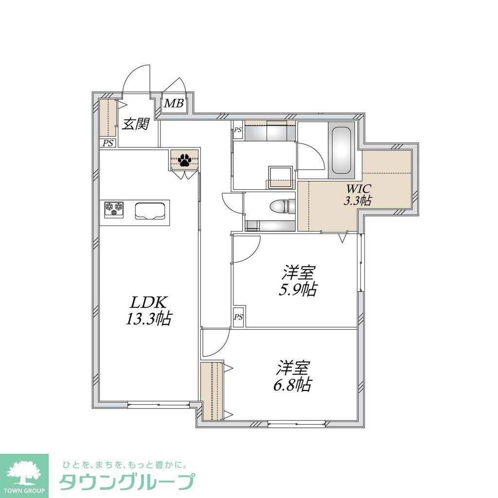 末長4丁目メゾン(2LDK/1階)の間取り写真