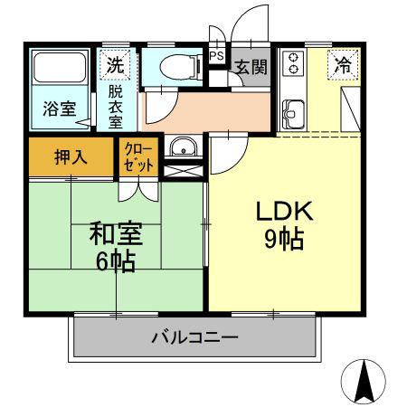 エムズ・パレス(1LDK/2階)の間取り写真
