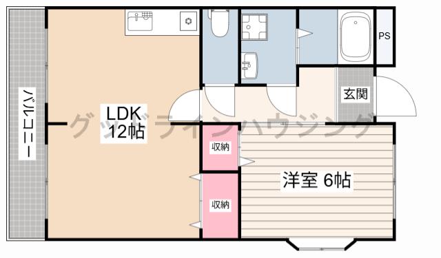 アーバンヤシロ(1LDK/3階)の間取り写真