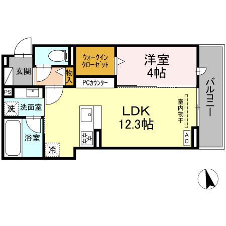 D-AVANCE戸崎元町(1LDK/3階)の間取り写真