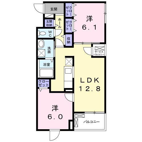 メゾンド 正(2LDK/1階)の間取り写真