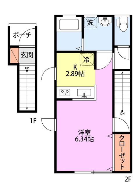 K.HOUSE万代(1K/2階)の間取り写真