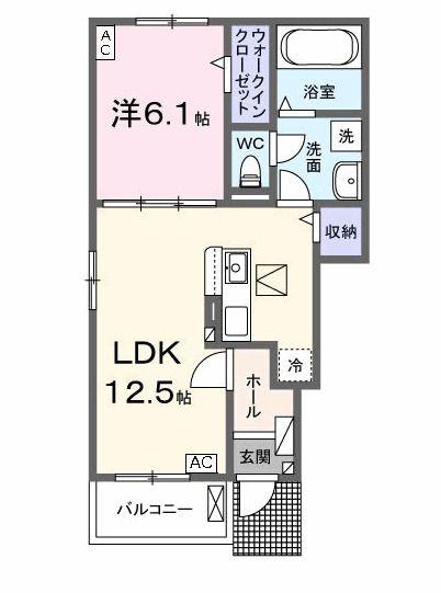 カーサ セレーナ II(1LDK/1階)の間取り写真