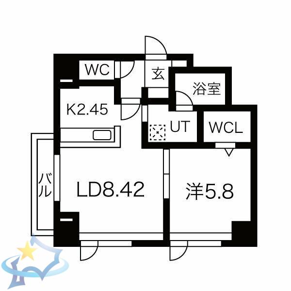 桂和レジデンス裏参道(1LDK/8階)の間取り写真
