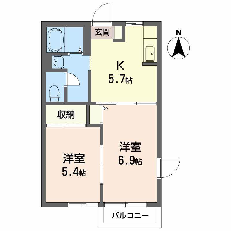 メゾン リブジェ(2K/2階)の間取り写真