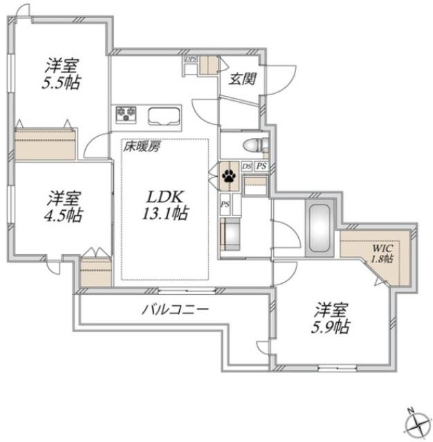 ATERIA(3LDK/2階)の間取り写真