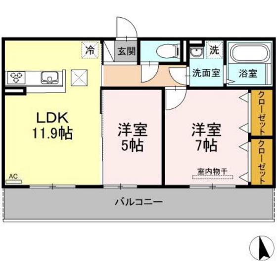 ラルーチェ(2LDK/1階)の間取り写真