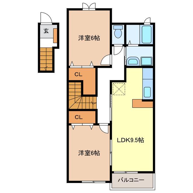 メゾンラルゴ(2LDK/2階)の間取り写真