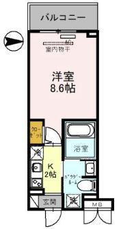MSマンション長栄寺(1K/5階)の間取り写真