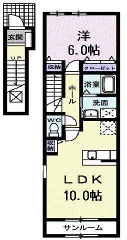 FCパーソナル(1LDK/2階)の間取り写真