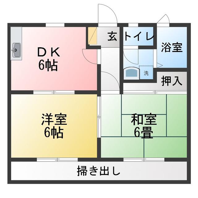 メゾン・サンライフB(2DK/1階)の間取り写真