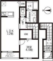 リーブルファイン戸田(1LDK/2階)の間取り写真