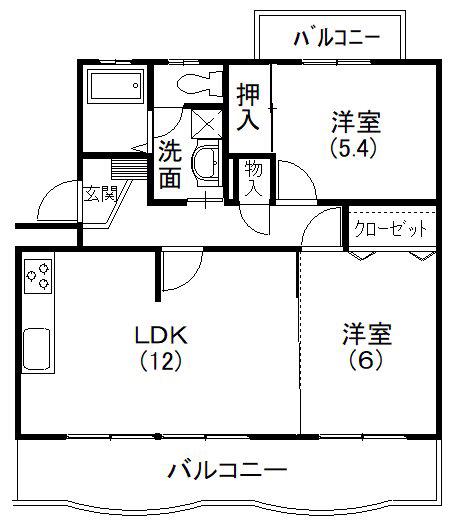 メゾン葵ヶ丘(2LDK/4階)の間取り写真