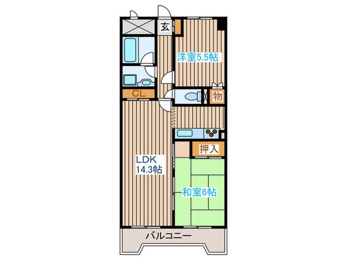 レックス本郷通(2LDK/3階)の間取り写真