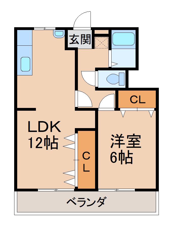 アクティブプラザ築港(1LDK/2階)の間取り写真