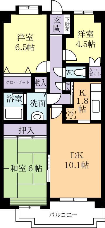 モアリッシェルつくば稲荷前(3LDK/3階)の間取り写真