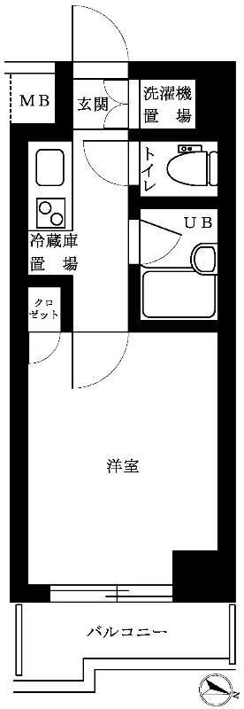 ルーブル武蔵小杉参番館(1K/7階)の間取り写真