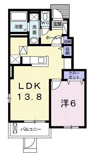 メルベーユ(1LDK/1階)の間取り写真